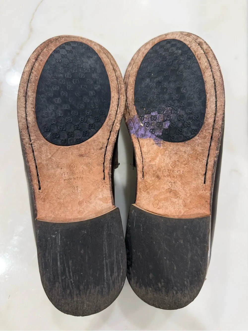 Boys Gucci Dark Brown Leather Horsebit Slip-On Loafers